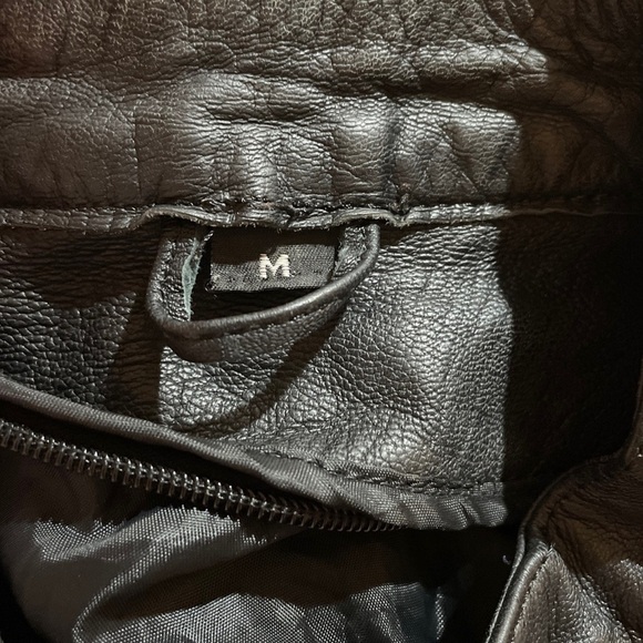 Vintage 80s Black Biker Rock-N-Roll Leather Studded Jacket  Zip-Front - Picture 8 of 10